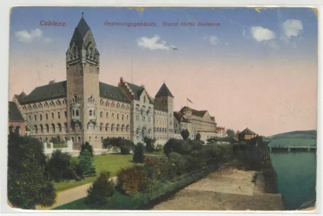 German Postcard w/ AEF WWI 1919 Censor Cancel - Koblenz Grand Hotel Bellevue