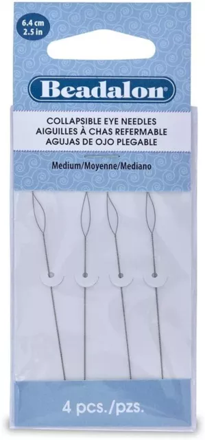 Collapsible Eye Needles,2.5 in(6.4cm) Medium 4pc Beadalon Beading,Art&Craft Tool