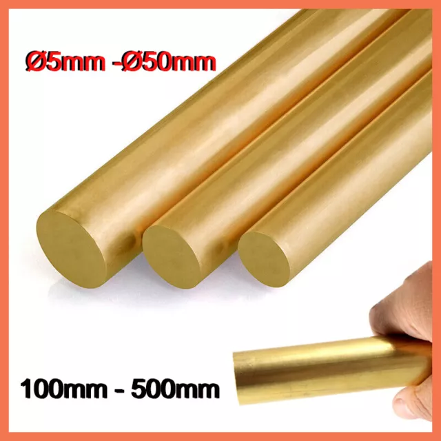 Brass SOLID Round Bar Rod 1.5mm 2mm 3mm 3.5mm 4mm 4.5mm 5mm 6mm 7mm 8mm - 50mm