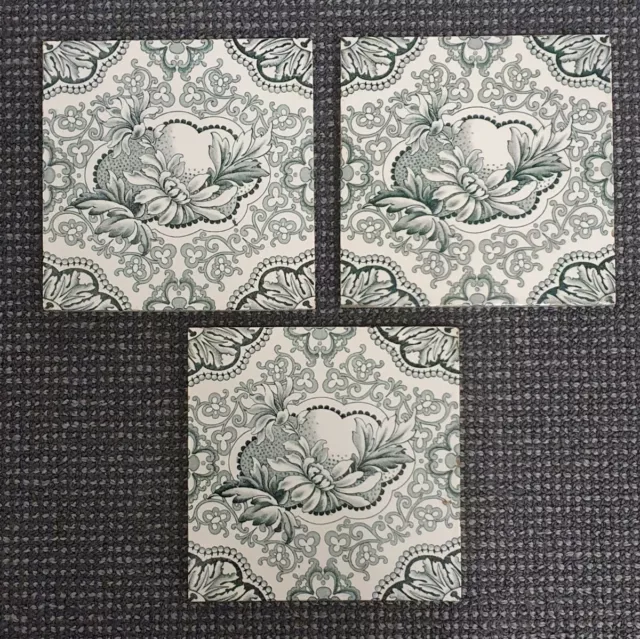 🔶️3 C.o.v. English Majolica Art Nouveau Jugendstil Aesthetic Fireplace Tiles
