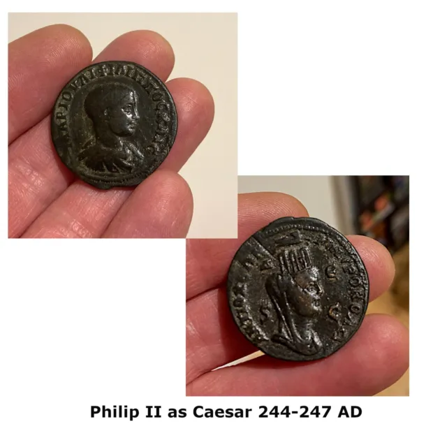 Genuine Ancient Roman Bronze Coin - Philip II (244-247 AD) AE30