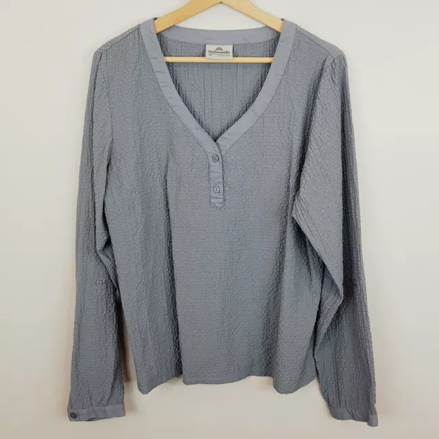 [ KATHMANDU ] Womens Blue Grey Long Roll Tab Sleeve Top | Size AU 18