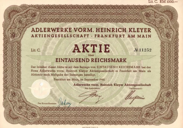 Adlerwerke Vorm. Heinrich Kleyer AG - Deutsche Automobilgeschichte - 1942 -