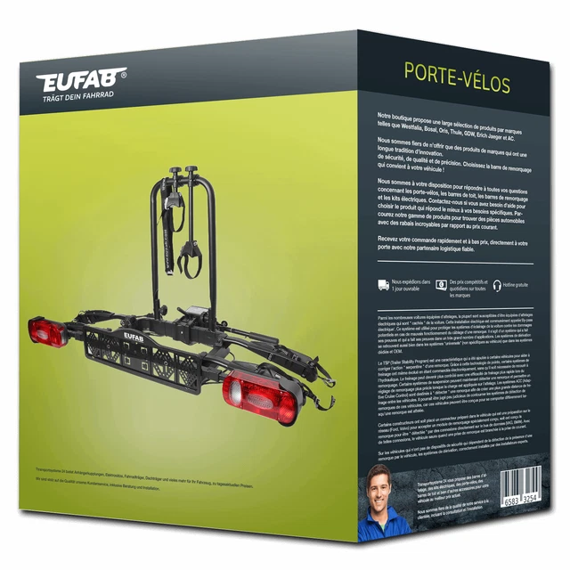 EUFAB CROW porte-vélos d'attelage pour 2 vélos