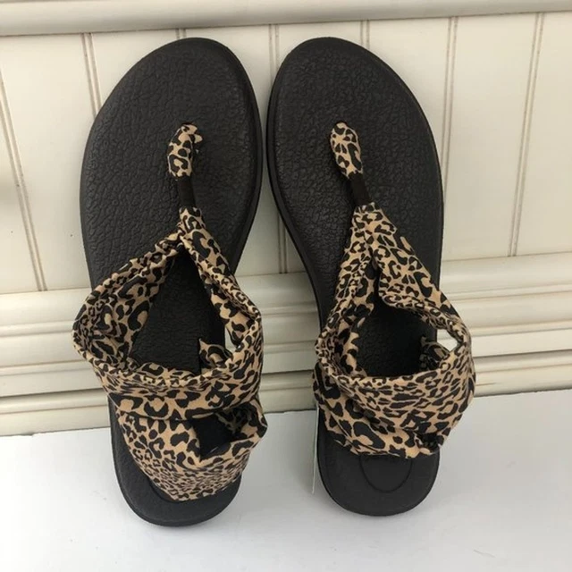 Sanuk Yoga Sling 2 Sandals Women's Size 9 Black Pineapple Print