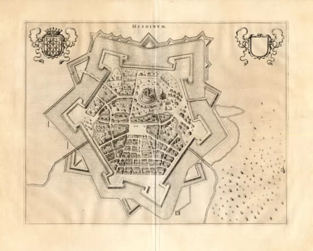 Antique Map-FRANCE-BELGIUM-HESDIN-Blaeu-1650