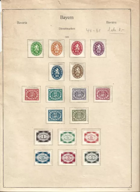 Bavaria / Bayern Service Marks (Dienstmarken)  - 1920
