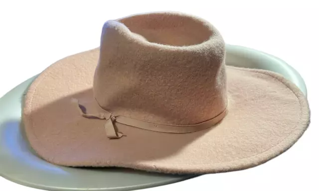 Brixton Wool Felt Fedora Hat Os One Size Pale Pink New