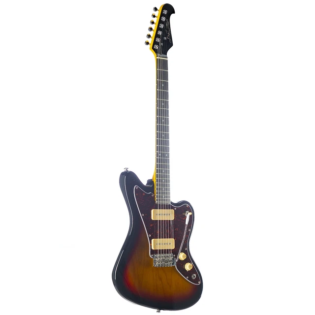 J&D JM30 SB Sunburst E-Gitarre, Erlekorpus, Ahorn-Hals, Palisander-Griffbrett, 2