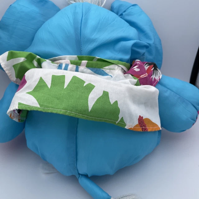 Vintage 1987 Fisher Price Puffalump Blue Elephant Hawaiian Shirt Stuffed Plush 7