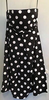 New York & Company Black White Polka Dot Dress Strapless Size 4 Lined Crossover
