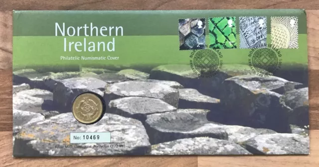 NORTHERN IRELAND £1 Coin FIRST DAY COVER / PNC PROOF COIN & STAMP SET No 10469