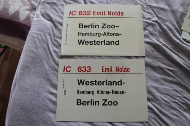 Zuglaufschilder IC 632+633 Emil Nolde Berlin Zoo-Westerland-Berlin Zoo