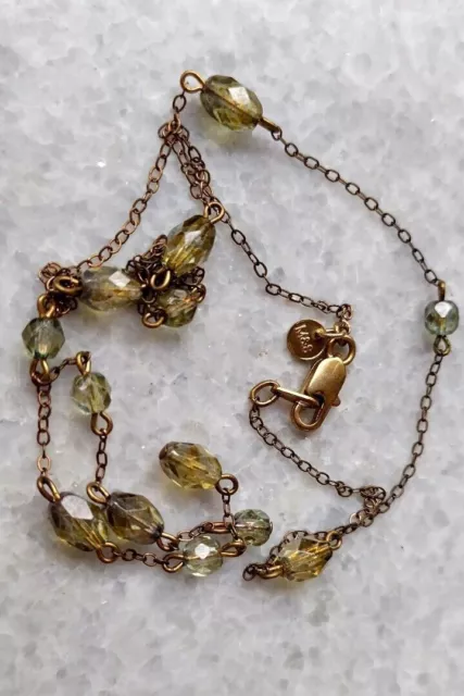 Very beautiful vintage small glass necklace with chain, by "M&S"
