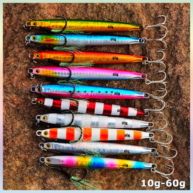 Luminous Metal Lures Jig Lure Bait Deep Sea Fishing Tackle Bass Pollock Mackerel