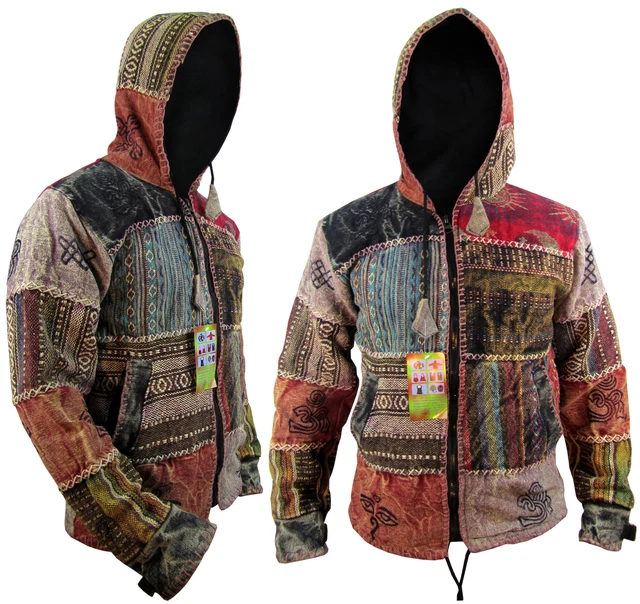 Veste Polaire Baja à Capuche - Coton Doublé - Style Hippie Bohème - Taille S à XL