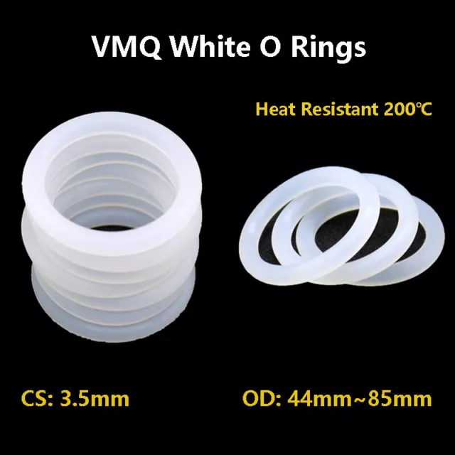 ID 37~78mm Silikon Weiß O-Ringe Gummidichtring Dichtung Hitzebeständig 3,5mm CS