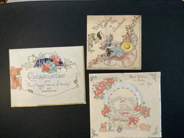 Three Vintage Greetings cards. A.M. Davis & Co