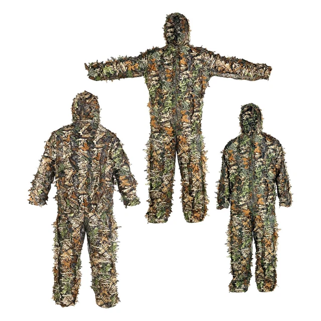 Ghillie Suit 3D Leafy Camouflage Clothing for Costume Hunting Bird Watching