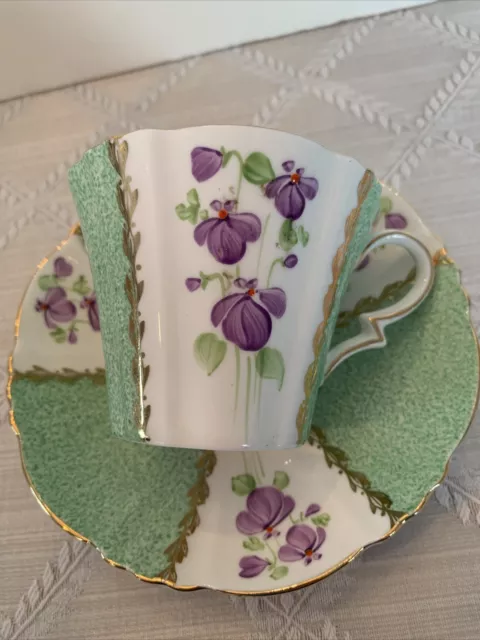 Vintage Royal Standard Teacup Floral Ornate Purple & Green