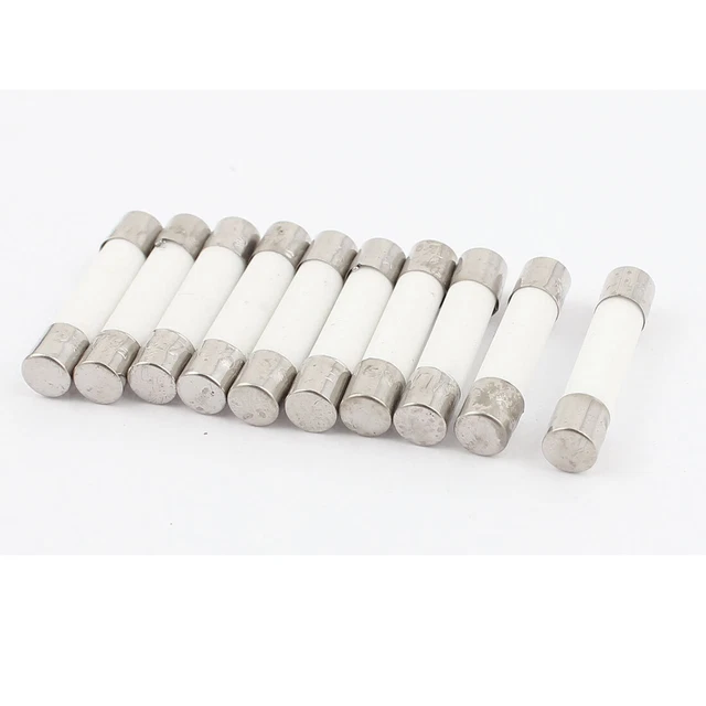 10 PCS 5 x 25mm Nucleo Cilindro Cap tubo di ceramica Fusibile Microonde 250V 6A