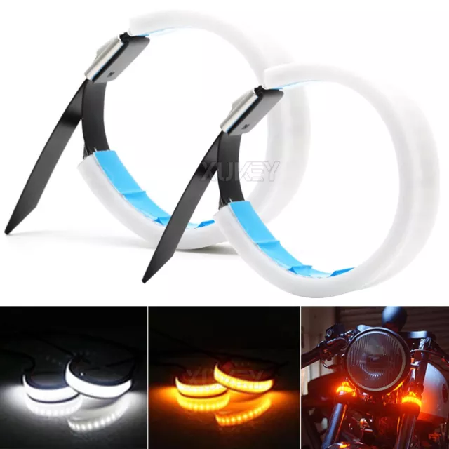 2x Motorcycle Sequential Front Rear Fork Turn Signals Daytime Running DRL Light