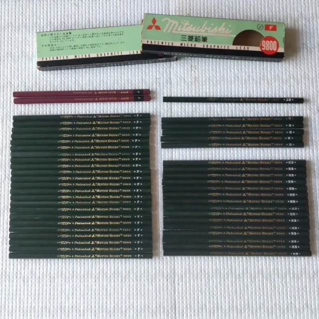 Mitsubishi Pencil No9800/Uni Hb/F/H/2H Total Of 46 Pieces Sold In Bulk