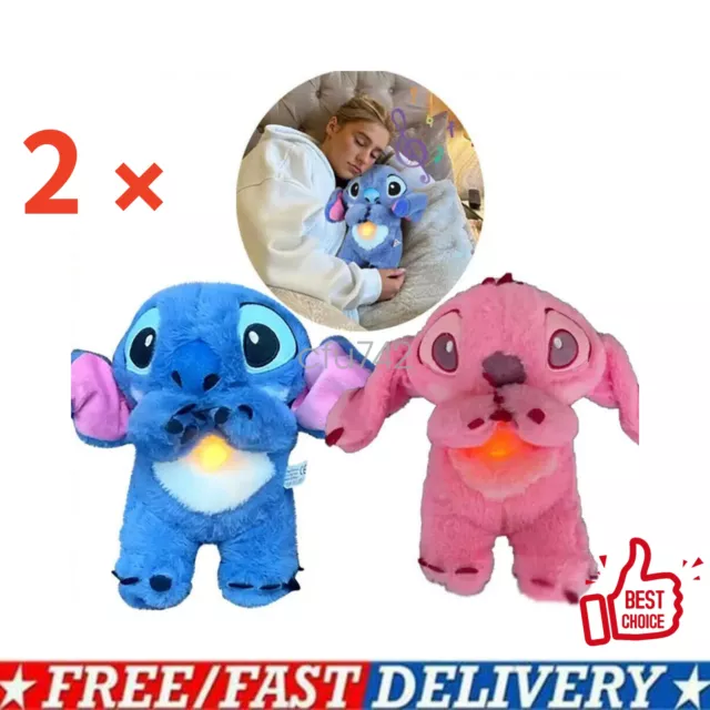 2PCS STITCH BREATHING Musical Soothing Doll Sleep Toys Anxiety Relief Plush Toy 45.99 PicClick AU