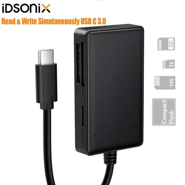 IDSONIX SD Card Reader, 4-IN-1 USB 3.0 To SD CF TF MS Memory Card Adapter Mobile
