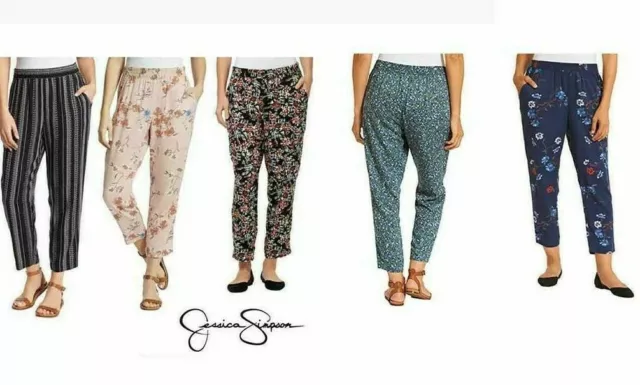 Jessica Simpson Women's Soft Printed Pull On Pants Pockets Ankle Length 1