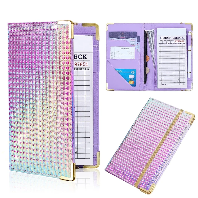 Server Book Waitress Book with Money Pocket Unique Glitter Leather Server Books