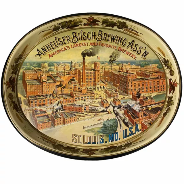 Vintage "Anheuser Busch Brewing Ass'n" St Louis, Mo. U.S.A. Beer Serving Tray