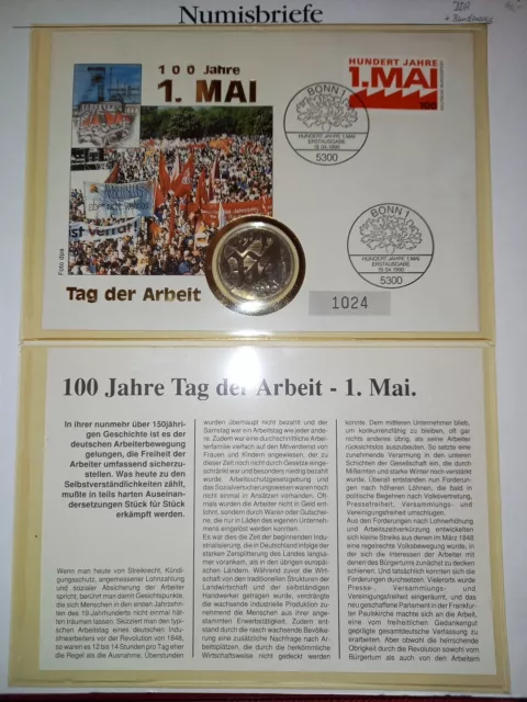DDR 1990 Numisbrief 10 Mark 1. Mai - 100 Jahre 1. Mai 10 Mark A DDR