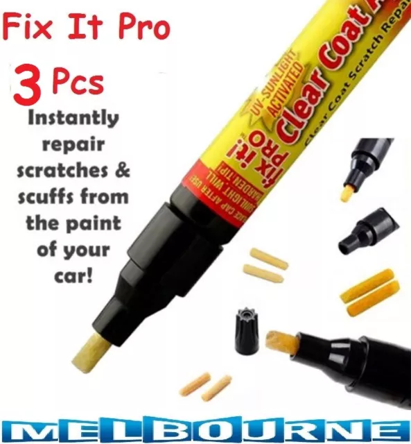3x Fix It Pro Clear Coat Car Paint Scratch Remover Painting Repair Pen Tool
