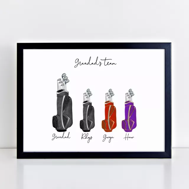 Personalised Golf Bag Family Print Gift Birthday Father's Day Golf Gift Picture