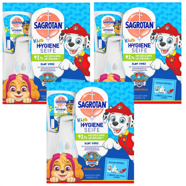 3x Sagrotan No touch automatischer Seifenspender Kids, Paw Patrol Stempel gratis