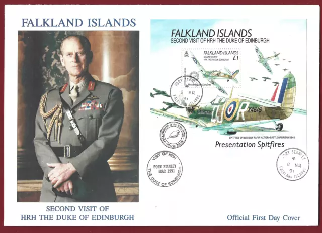 FDC 1991 Falkland Islands Duke Of Edinburgh Visit First Day Cover + Enclosure