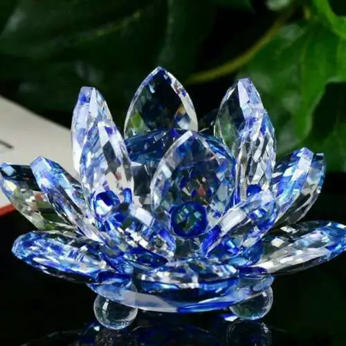 Lotus Glass Candlestick Home Decor Craft Tea Light Flower Candle Holder Crystal