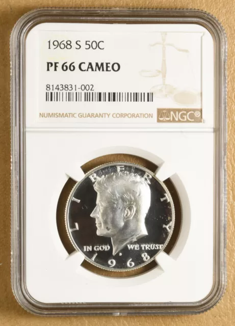 1968 S Proof Kennedy Silver Half Dollar NGC PF 66 Cameo