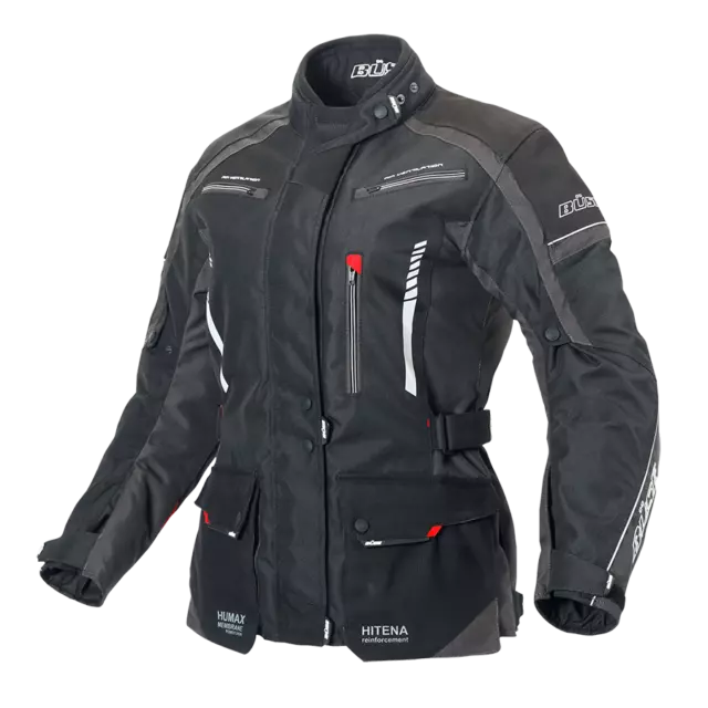 BÜSE TORINO II DAMEN Motorrad TEXTILJACKE Schwarz    - Größe 34 bis 58