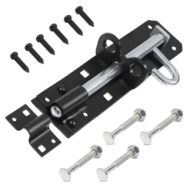 TERF® Heavy Duty Brenton Bolt Black 150mm 6 inch Strong Padlock bolt For Use -
