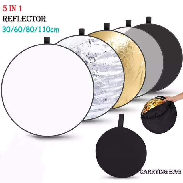 Round 5 in 1 Photo Studio Light Diffuser Reflector Collapsible Photography