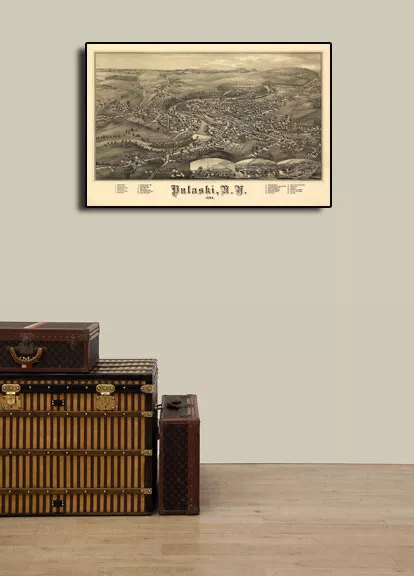 1885 Pulaski New York Vintage Old Panoramic NY City Map - 20x30 3