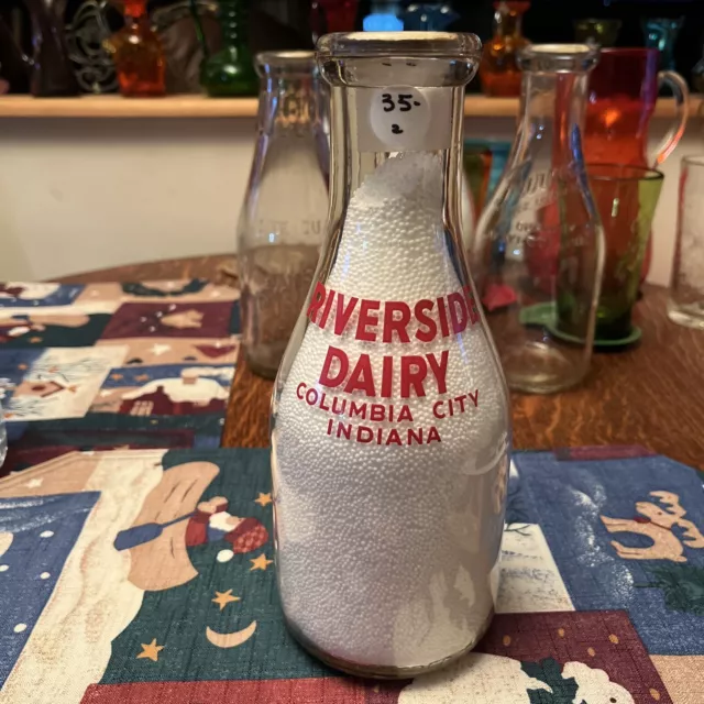 Milk Bottle, Miller Dairy, Orange Pyro ACL, One Pint, Indiana