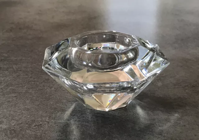 BOUGEOIR De Table En VERRE Ou Cristal Moulé Forme Diamant à Facette - 11 cm