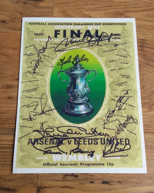 Autographed 1972 FA Cup Final Programme Cover Print – Arsenal vs Leeds Utd