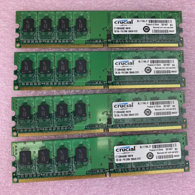 4x 1GB Crucial CT12864AA667.M8FM 240-PIN DIMM 128Mx64 DDR2 desktop memory RAM