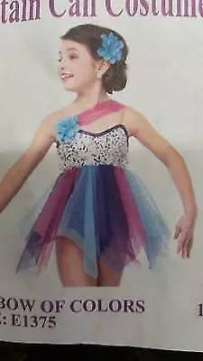 Dance  Costume Curtain Call E1375 Purple-Blue Large Child Lyrical Sequin Contemp