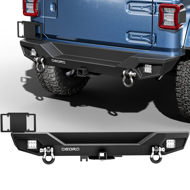 OEDRO REAR BUMPER for 20182024 Jeep Wrangler JL W/ Hitch Receiver LED