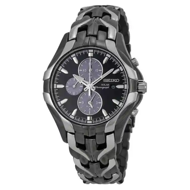 Reloj para hombre Seiko Solar cronógrafo esfera negra acero inoxidable SSC139